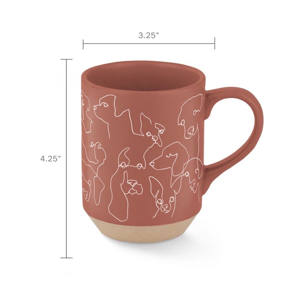 Fringe Studio Rust Mug with Abstract White Line Art